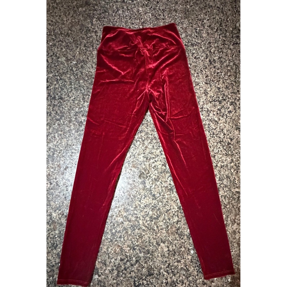 Love Culture Burgundy‎ Velvet Zippered Leggings High Waisted Red Wine BP8803-13A